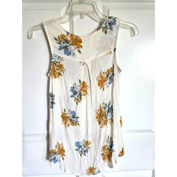 A.N.A Women's tank top size XS Cream/blue/yellow sleeveless summer/vacation top - Picture 2 of 5
